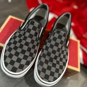Checkered Vans Slip Ons
